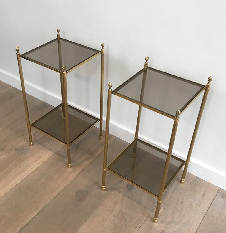 Maison Jansen, Pair of Neoclassical Style Brass Side Tables For Sale 13