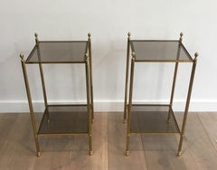 Maison Jansen paire de tables d'appoint en laiton de style néoclassique