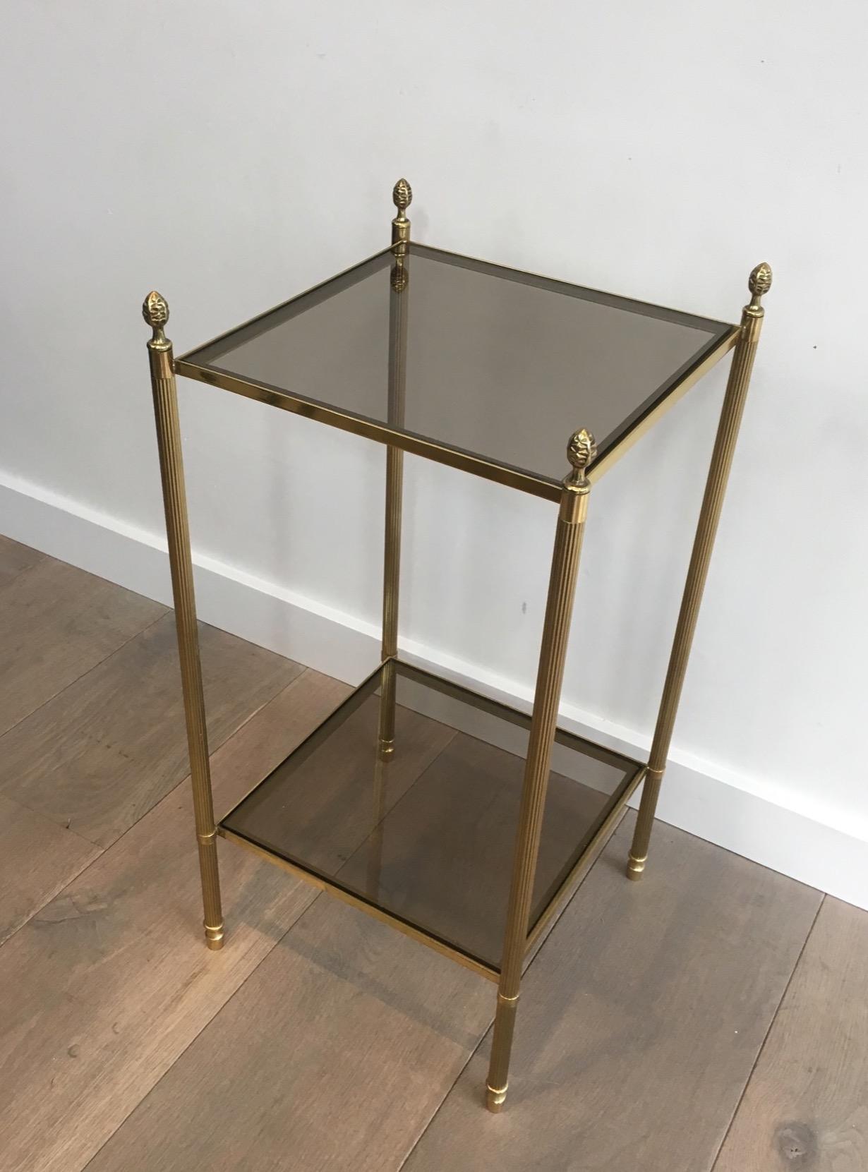 Maison Jansen, Pair of Neoclassical Style Brass Side Tables In Good Condition For Sale In Marcq-en-Barœul, Hauts-de-France