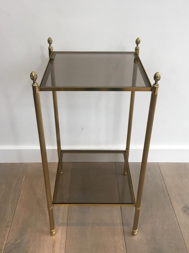 Mid-20th Century Maison Jansen, Pair of Neoclassical Style Brass Side Tables For Sale