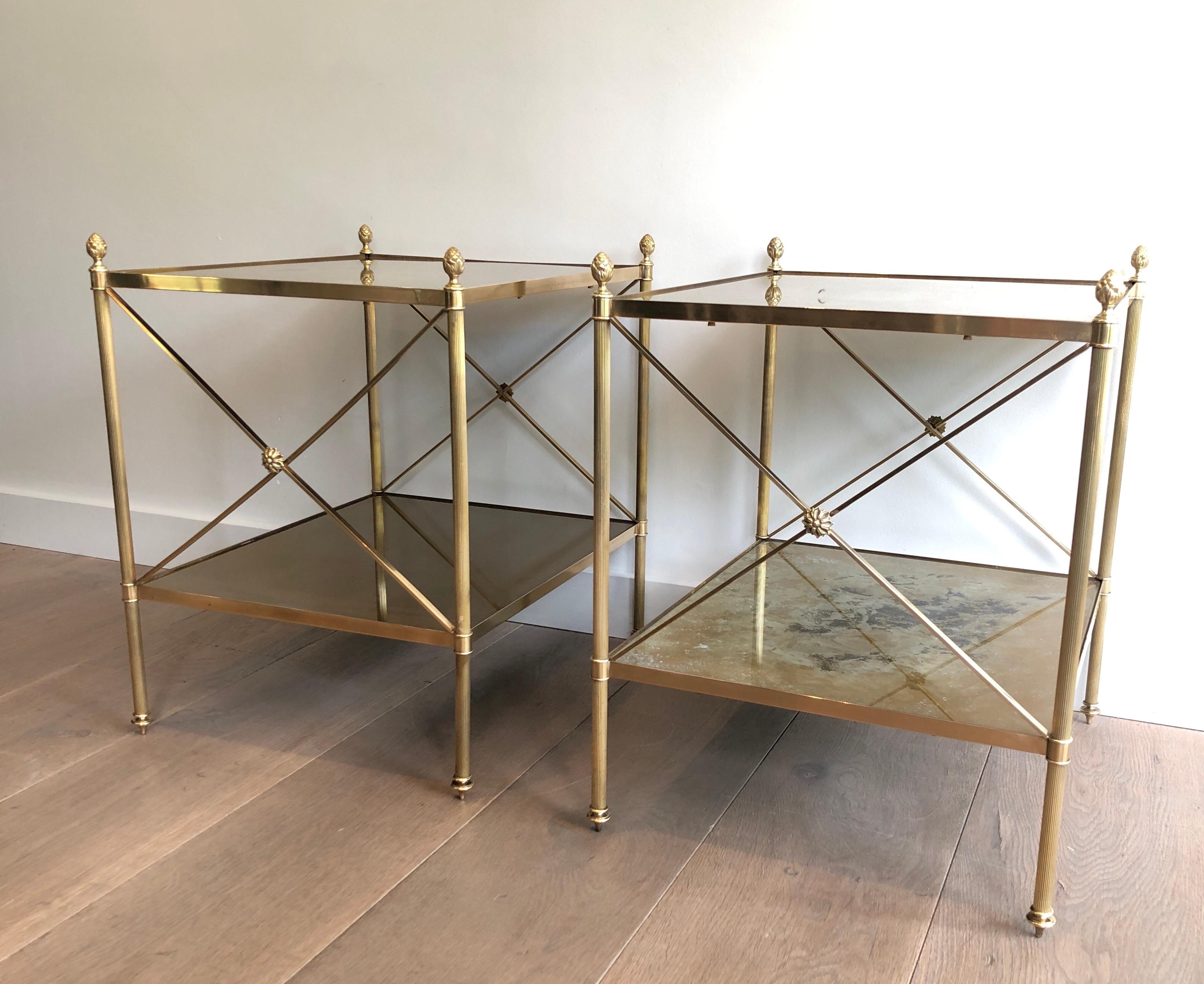 Maison Jansen, Pair of Neoclassical Style Brass Side Tables 3