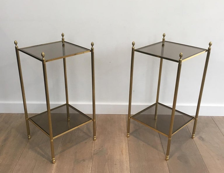 Maison Jansen, Pair of Neoclassical Style Brass Side Tables For Sale 3