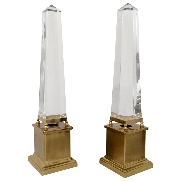 Maison Jansen Pair of Obelisk Table Lamps, circa 1970, France For Sale