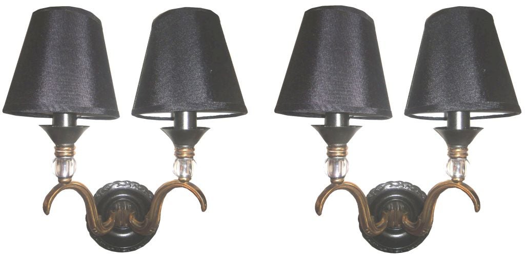20th Century Maison Jansen French Neoclassical Brass Sconces, Wall Lights For Sale