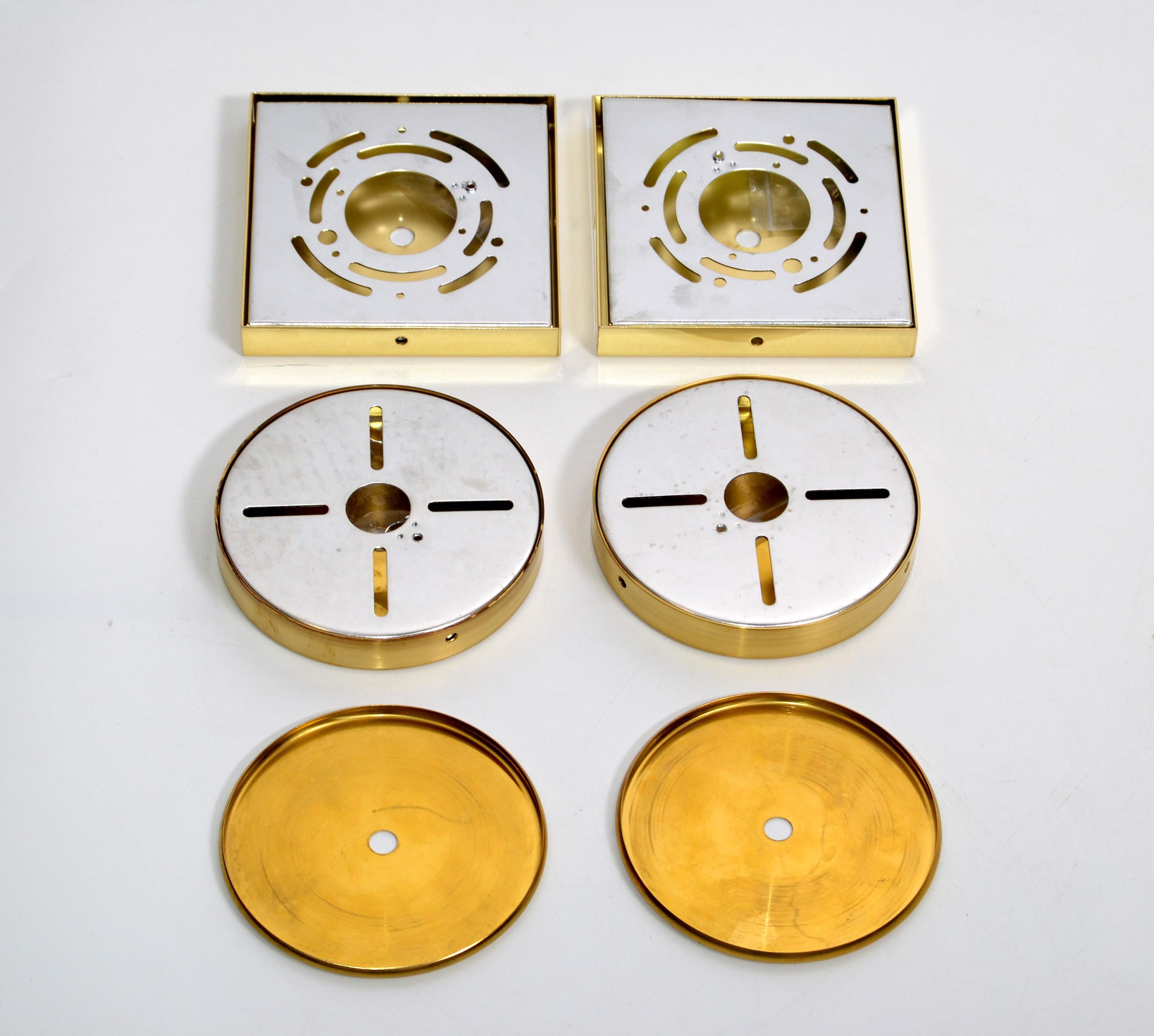 French Maison Jansen Sconces Wall Lights Brass & Gun Metal - Pair For Sale 2