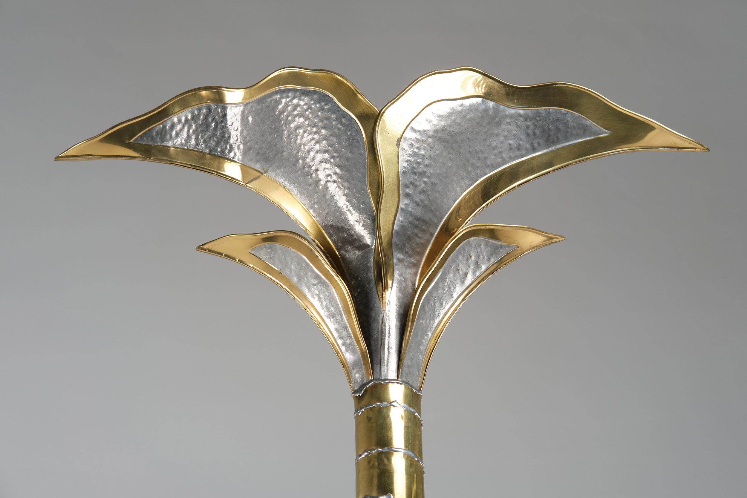 Maison Jansen Palm Floor Lamp in Brass and Metal, 1970 circa In Good Condition In Milan, IT