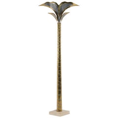 Maison Jansen Palm Floor Lamp in Brass and Metal, 1970 circa