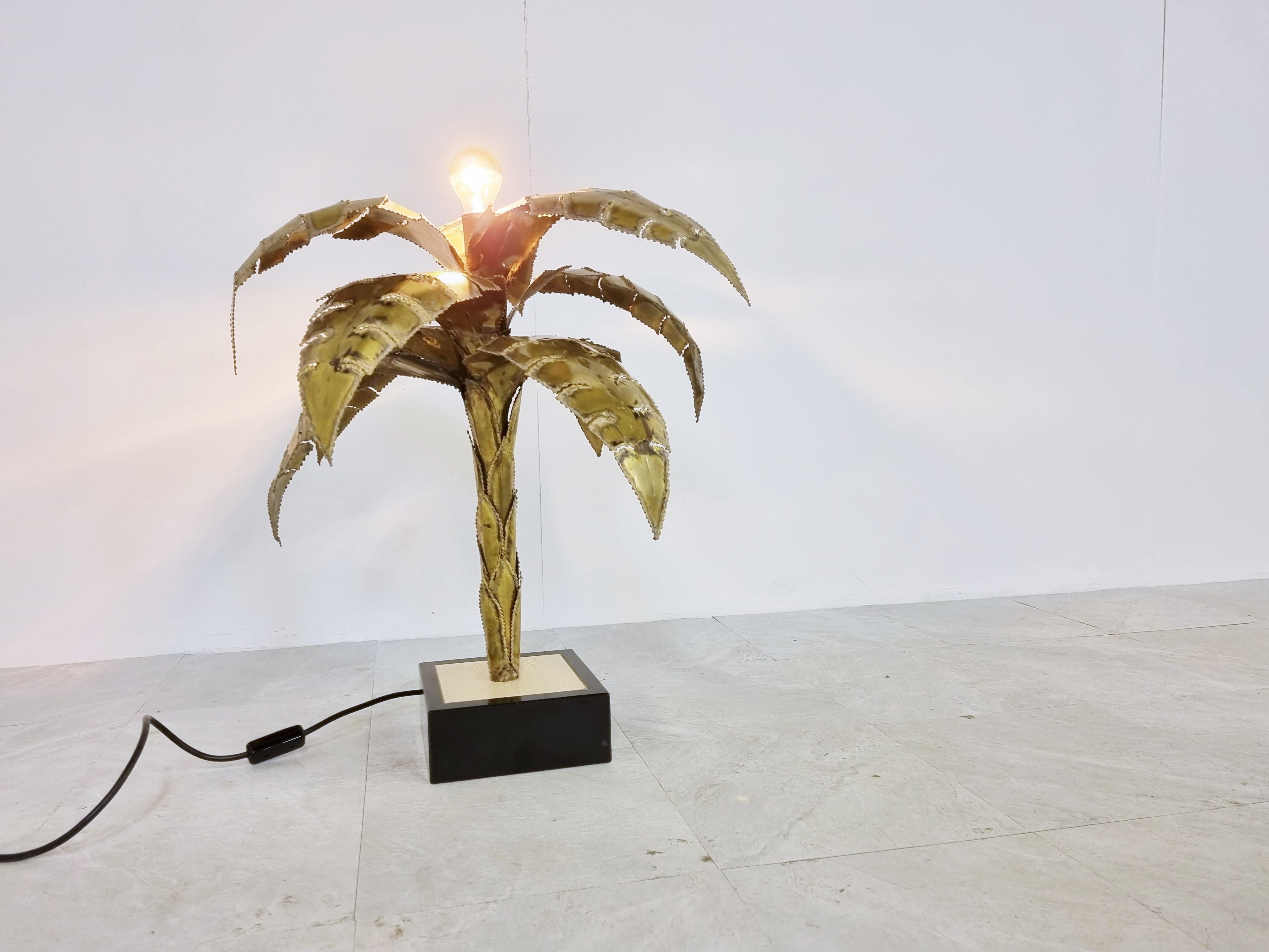 French Maison Jansen Palm Table Lamp, 1970s  For Sale