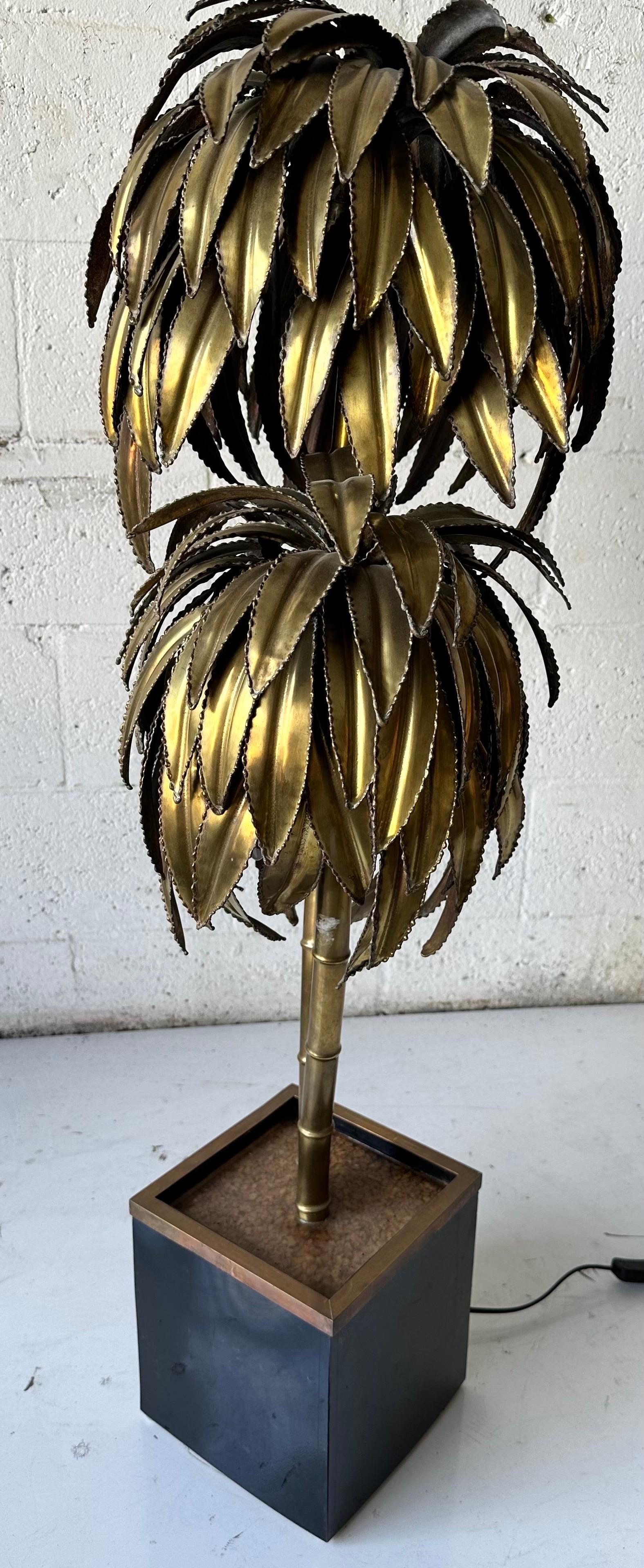 Brass Maison Jansen Palm Tree Floor lamp, circa 1960’s For Sale