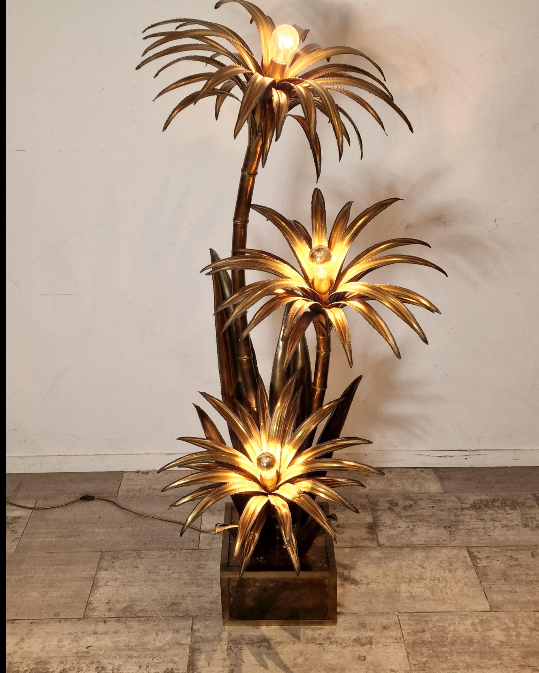 Hollywood Regency Maison Jansen Palm Tree Floorlamp, France, 1970s