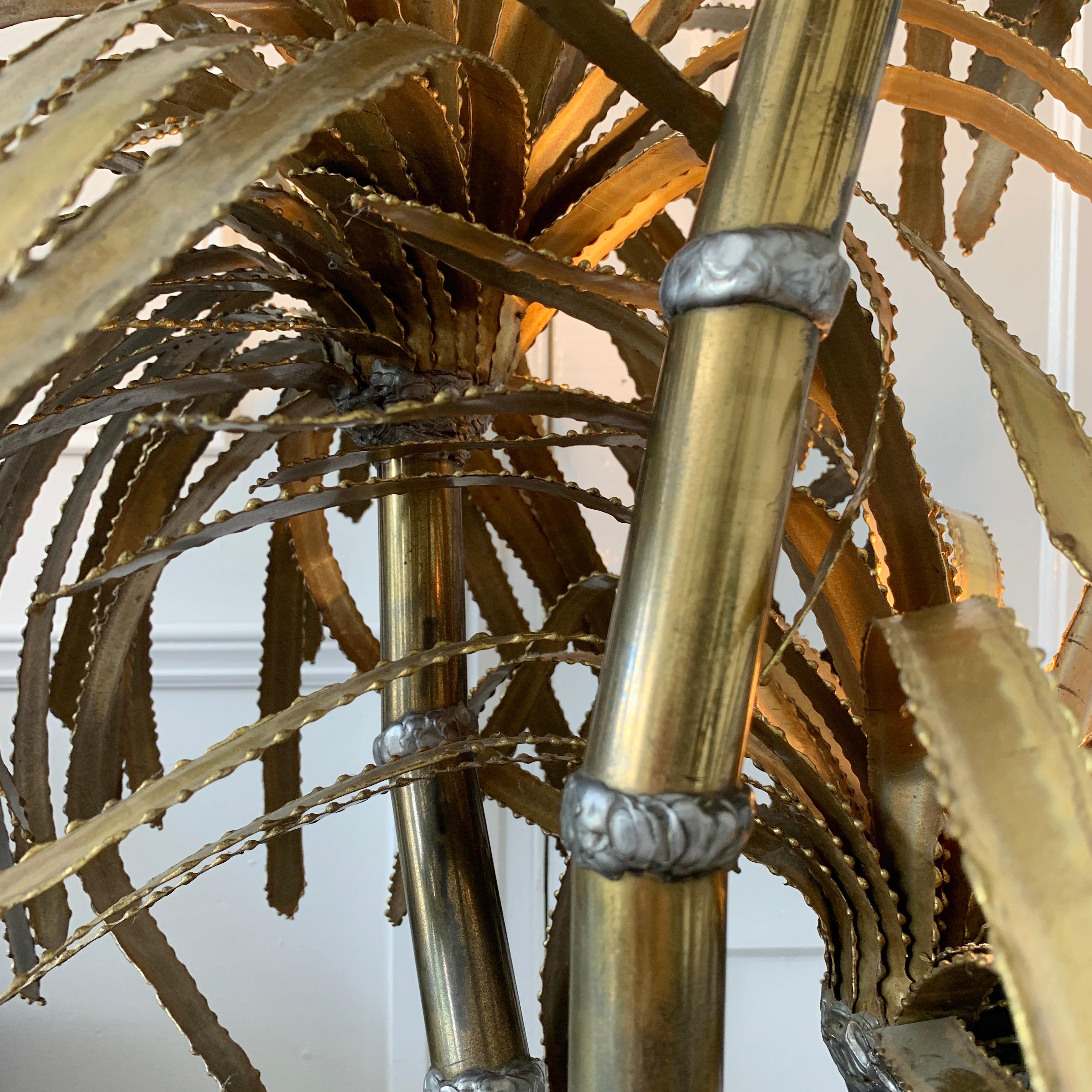 Hand-Crafted Maison Jansen Gold Palm Tree Lamp, 1970s For Sale