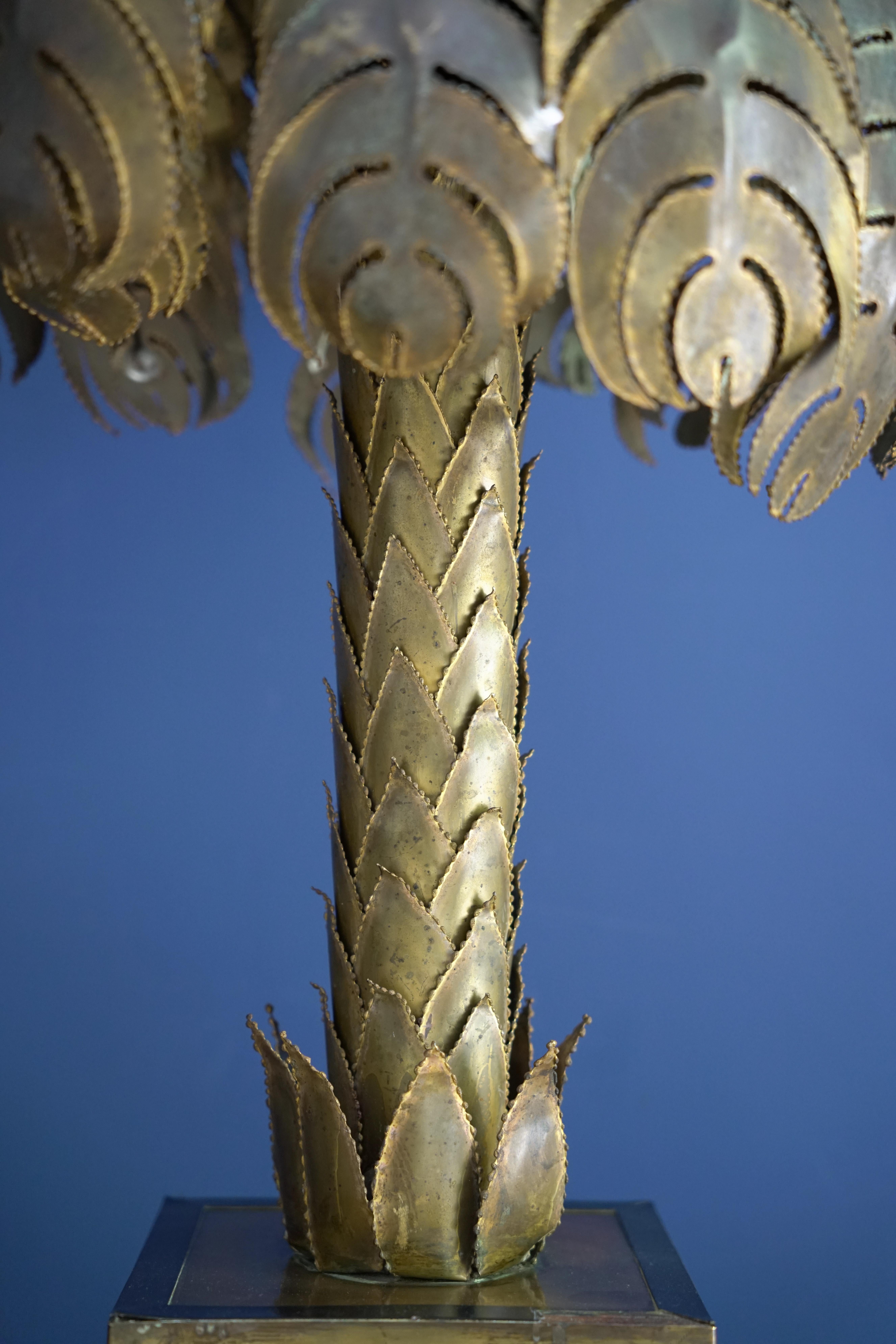 Brass Maison Jansen Palm Tree Lamp For Sale