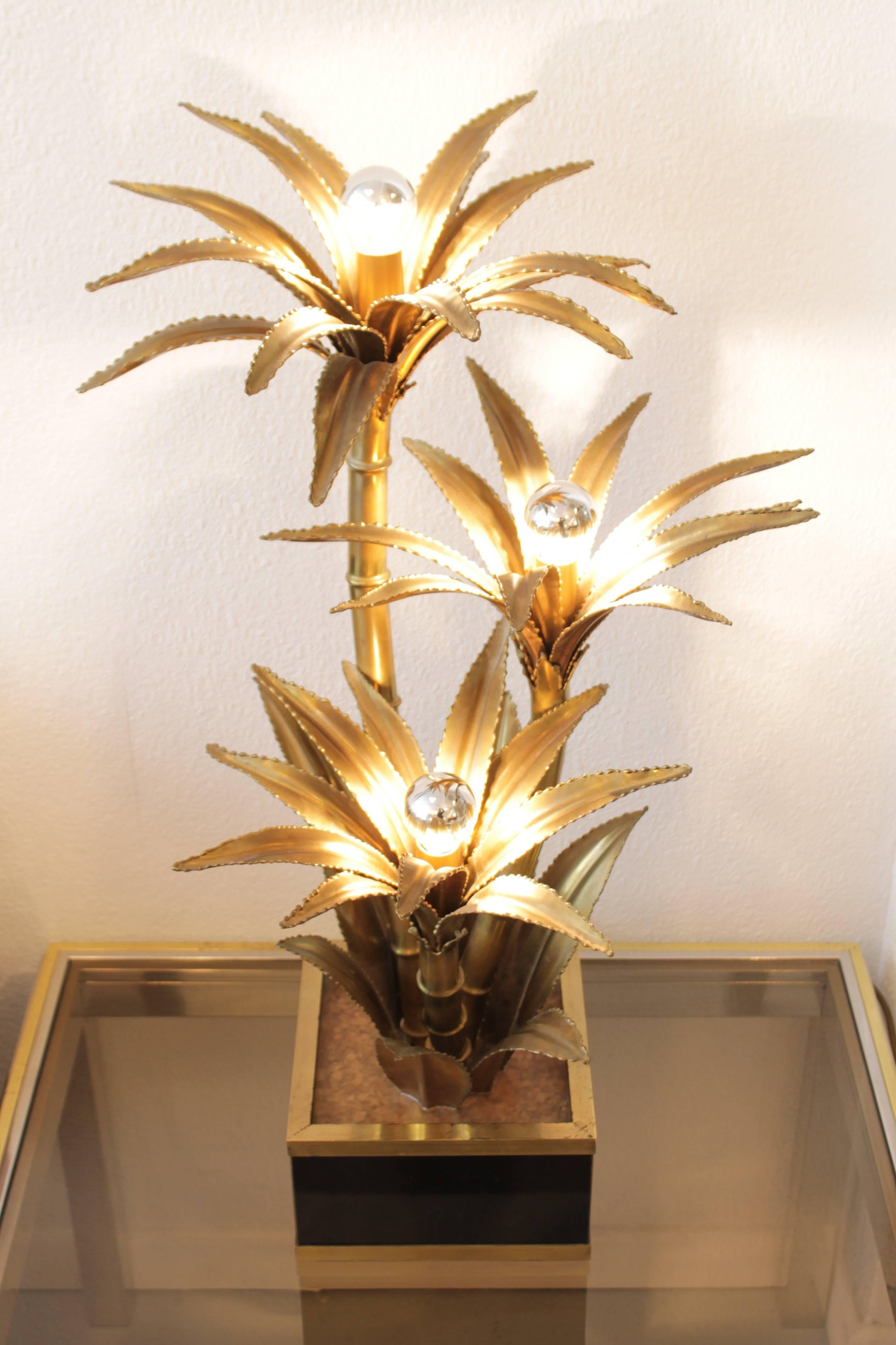 Maison Jansen Palm Tree Table Lamp In Fair Condition In Geneva, CH