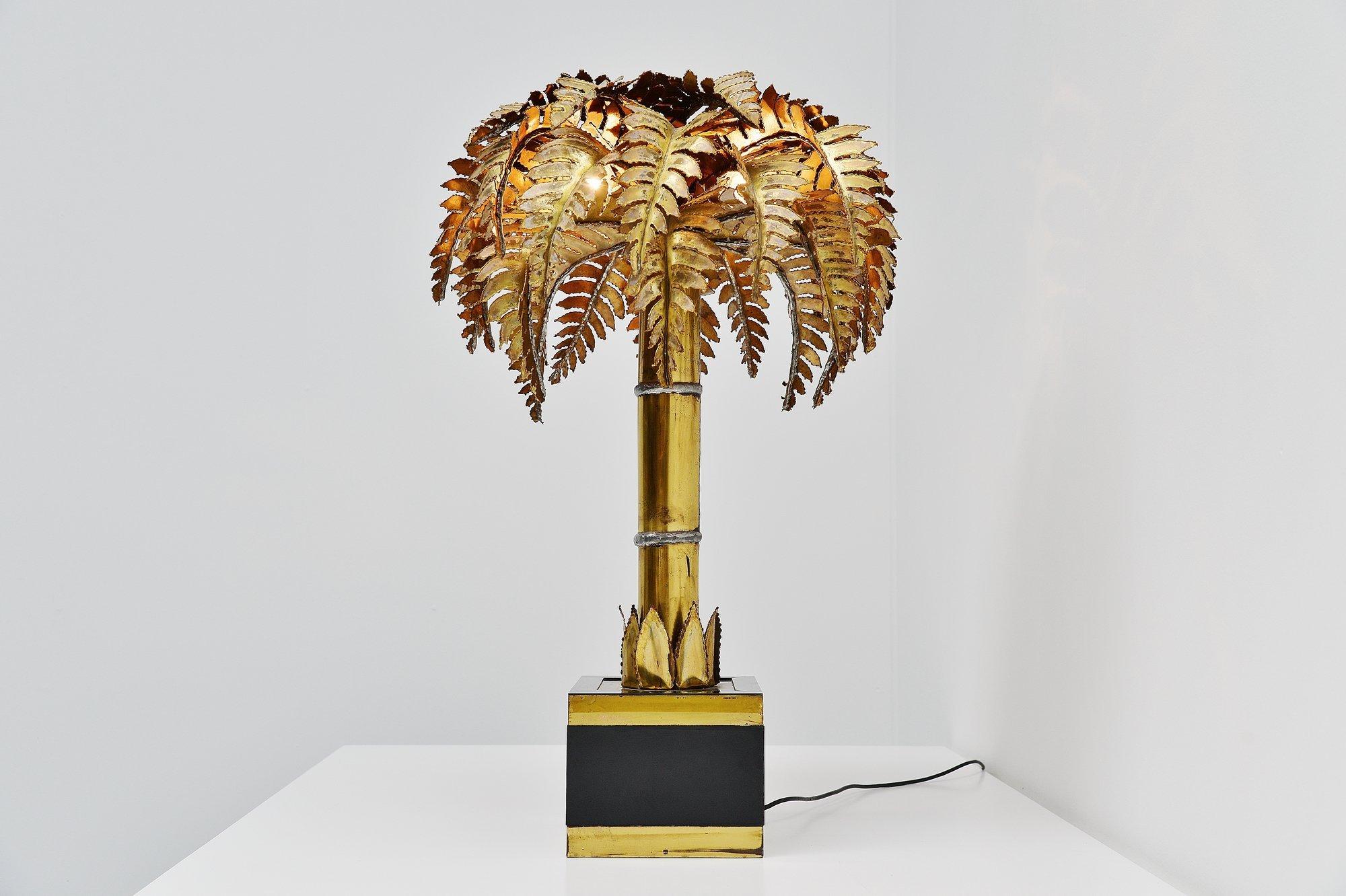 Hollywood Regency Palm Tree Table Lamp Christian Techoueyres for Maison Jansen France, 1970