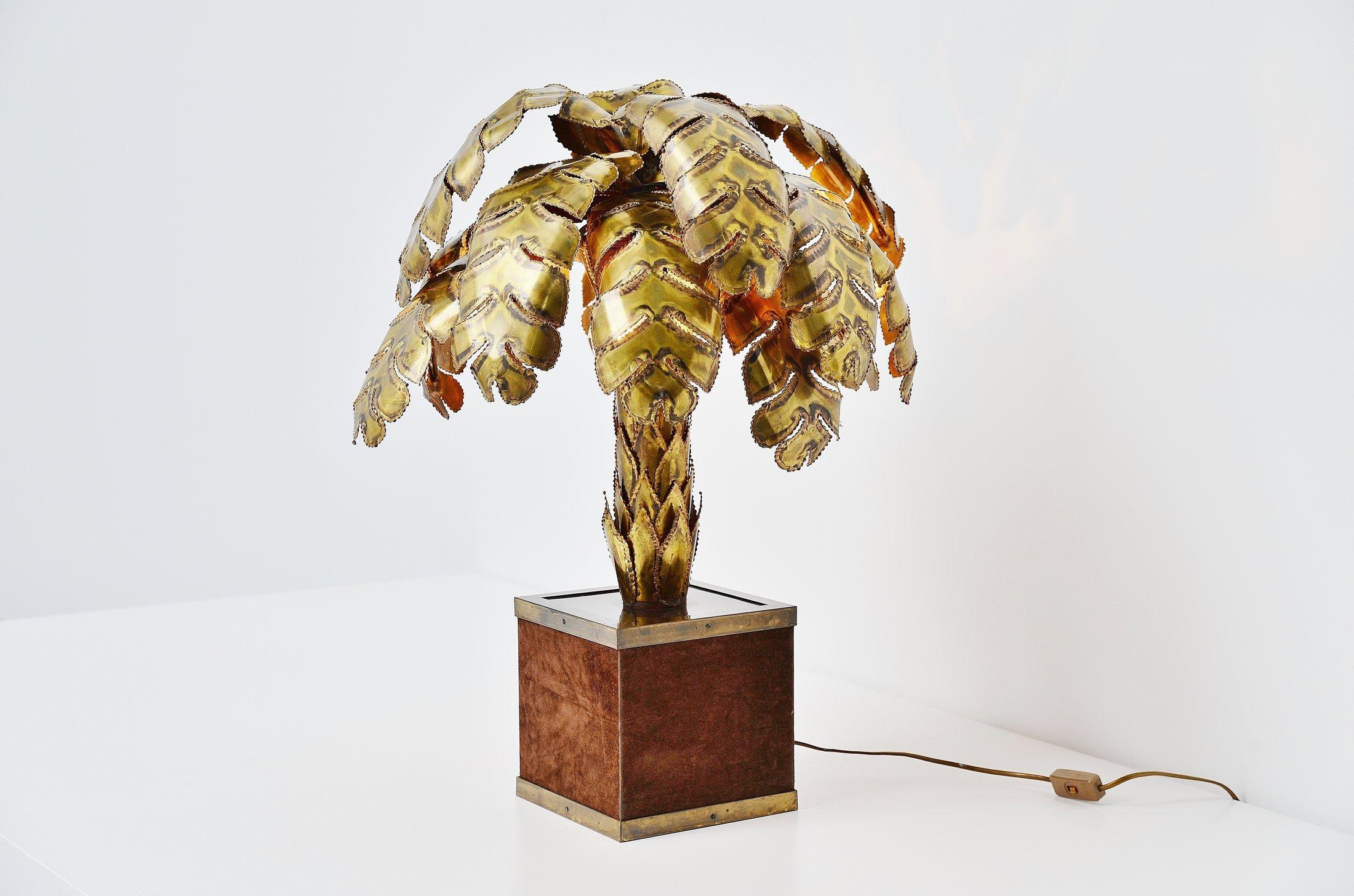 Maison Jansen Palm Tree Table Lamp, France, 1970 1