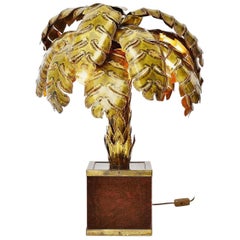 Maison Jansen Palm Tree Table Lamp, France, 1970