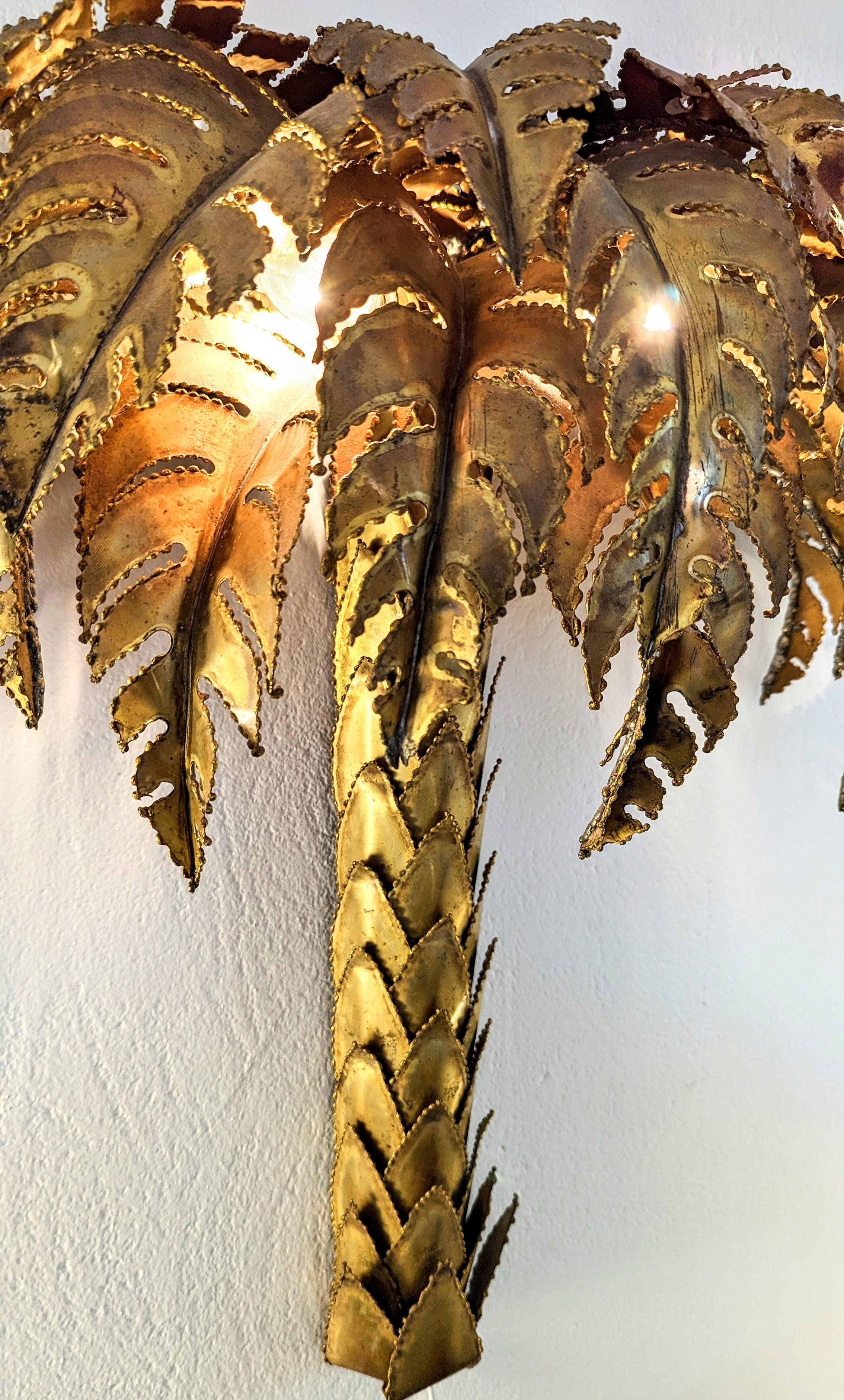 Maison Jansen Palm Tree Wall Lamp, France, 1970s For Sale 3