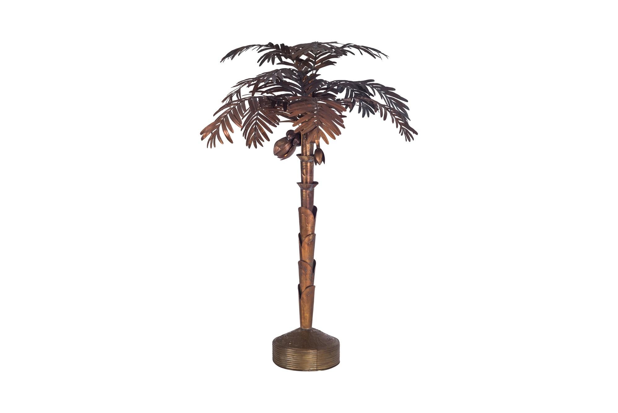 French Maison Jansen Palmtree Floor Lamp in Brass