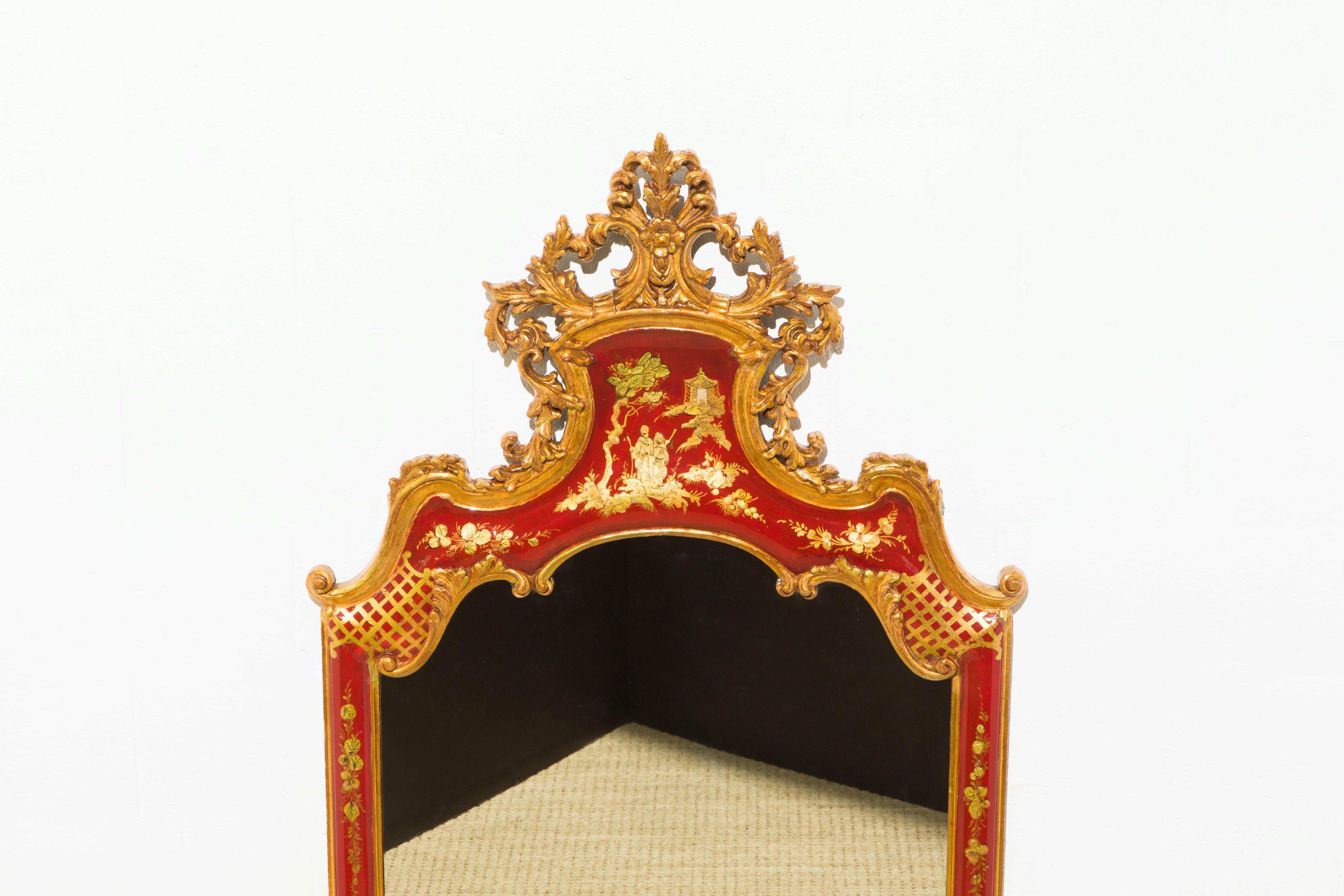 Chinoiserie Maison Jansen Parcel-Gilt Mirror with COA from James Archer Abbott, 1940's  For Sale