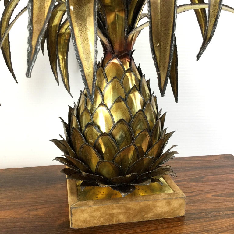 Mid-Century Modern Maison Jansen Brass Pineapple Table Lamp, 1960s For Sale