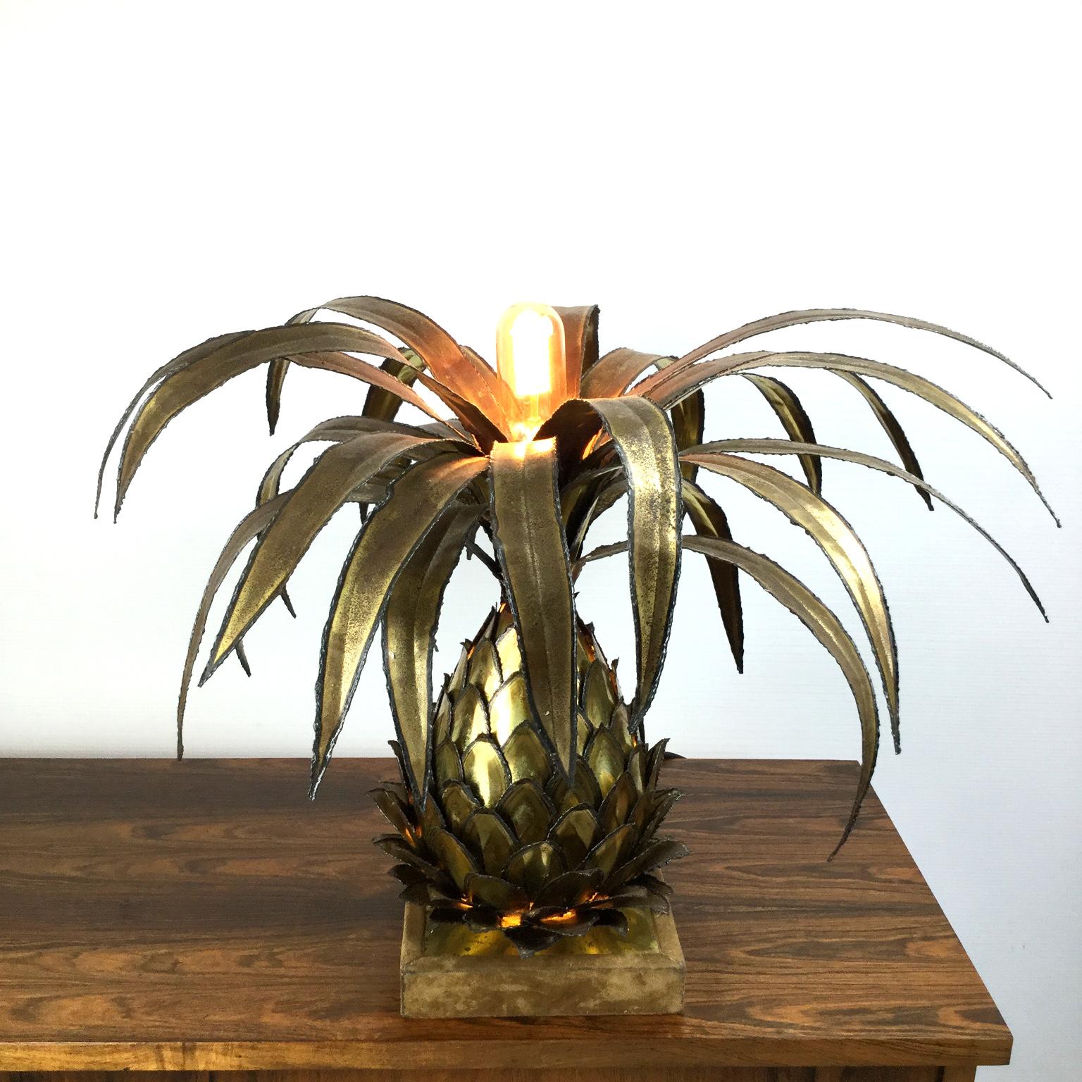 Mid-Century Modern Maison Jansen Brass Pineapple Table Lamp, 1960s