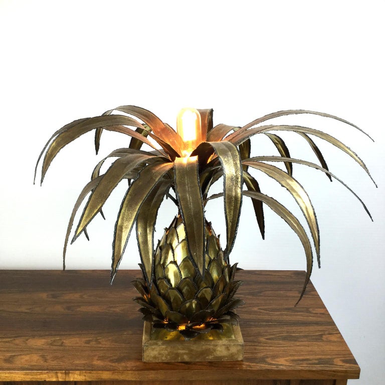 Maison Jansen Brass Pineapple Table Lamp, 1960s In Good Condition For Sale In London, GB