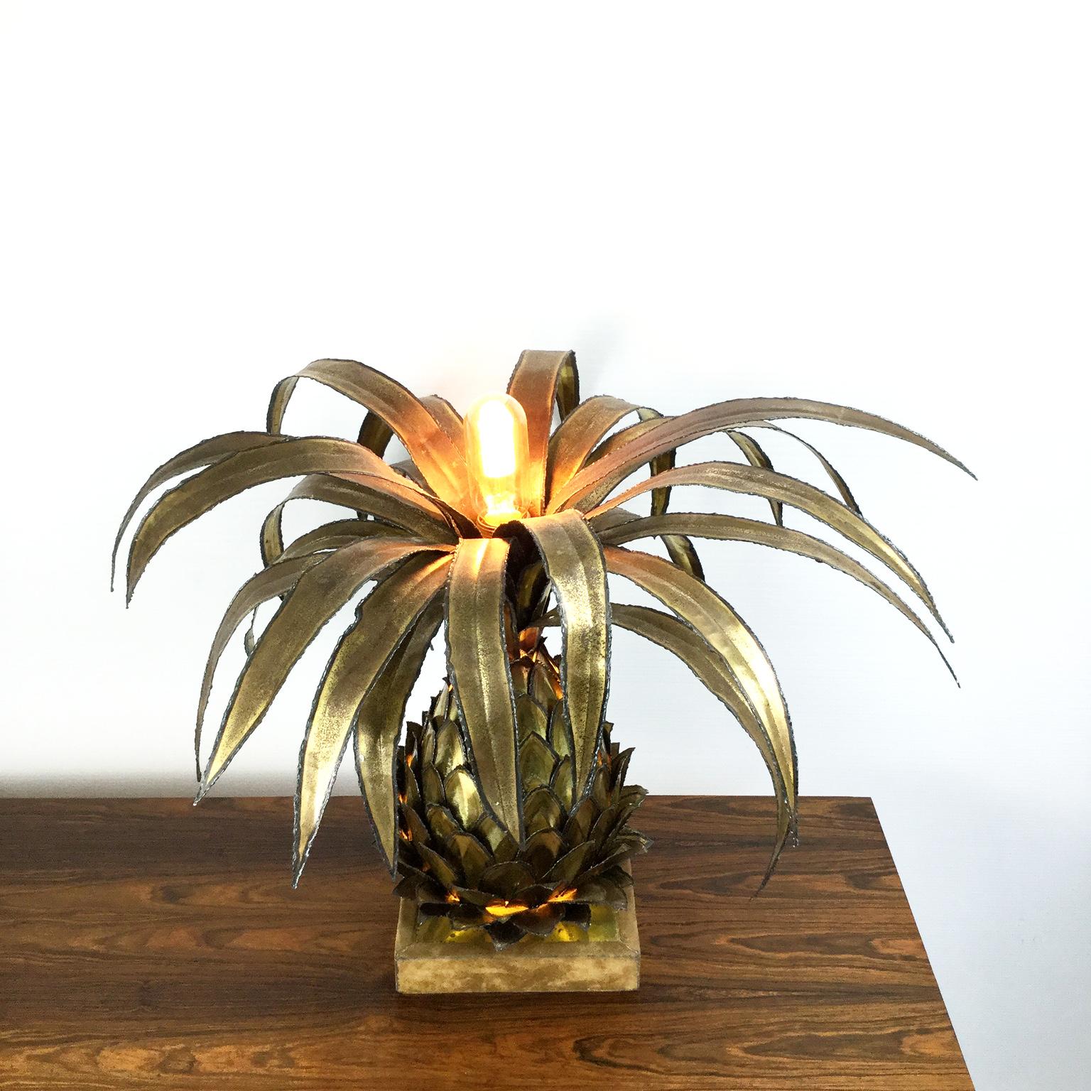 Hand-Crafted Maison Jansen Brass Pineapple Table Lamp, 1960s