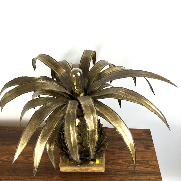 Maison Jansen Brass Pineapple Table Lamp, 1960s For Sale 2