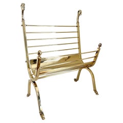Maison Jansen Polished Brass Magazine Rack