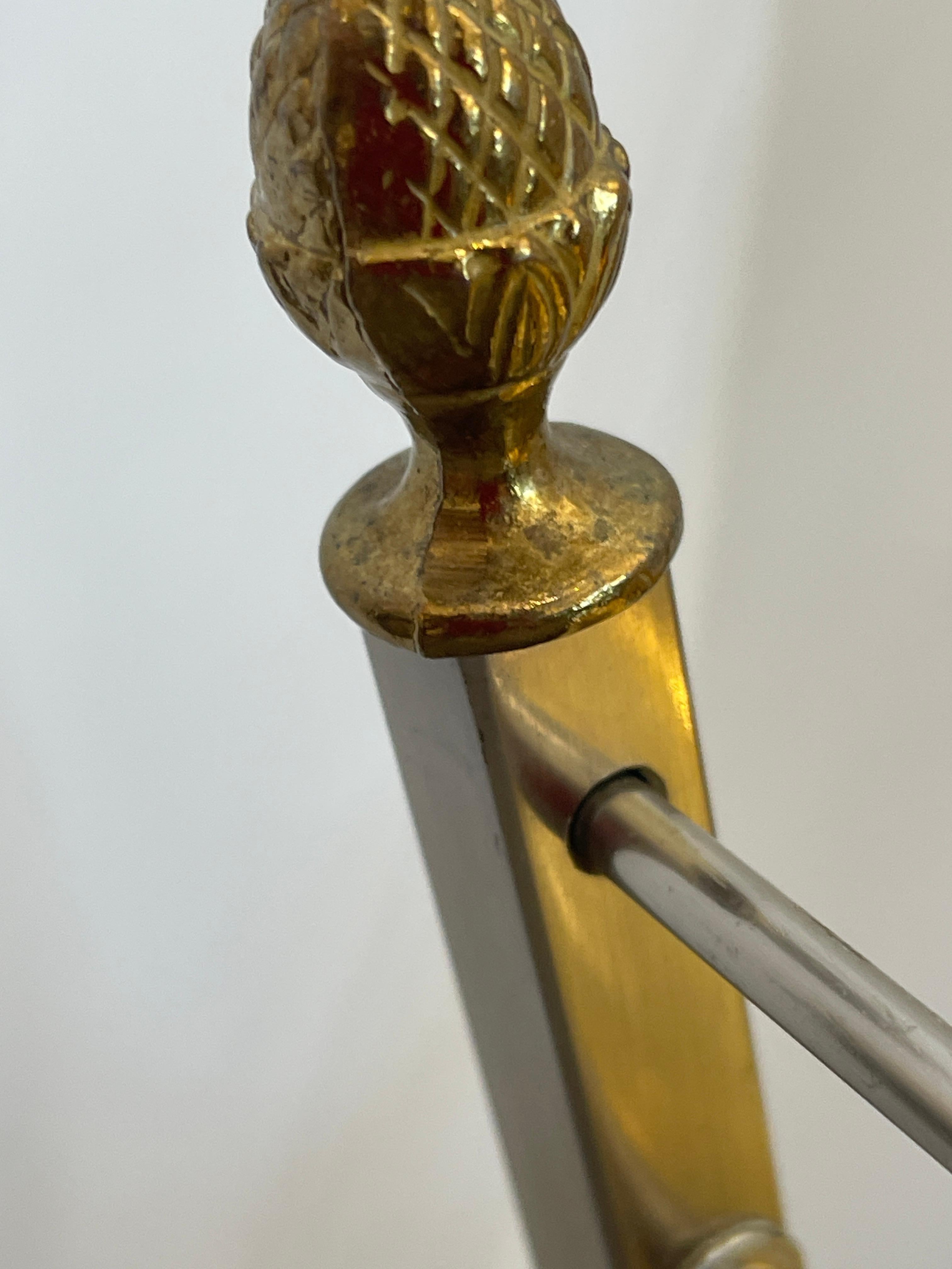 Mid-20th Century Maison Jansen Polished Brass & Steel Ram Head Magazine Rack/Holder For Sale