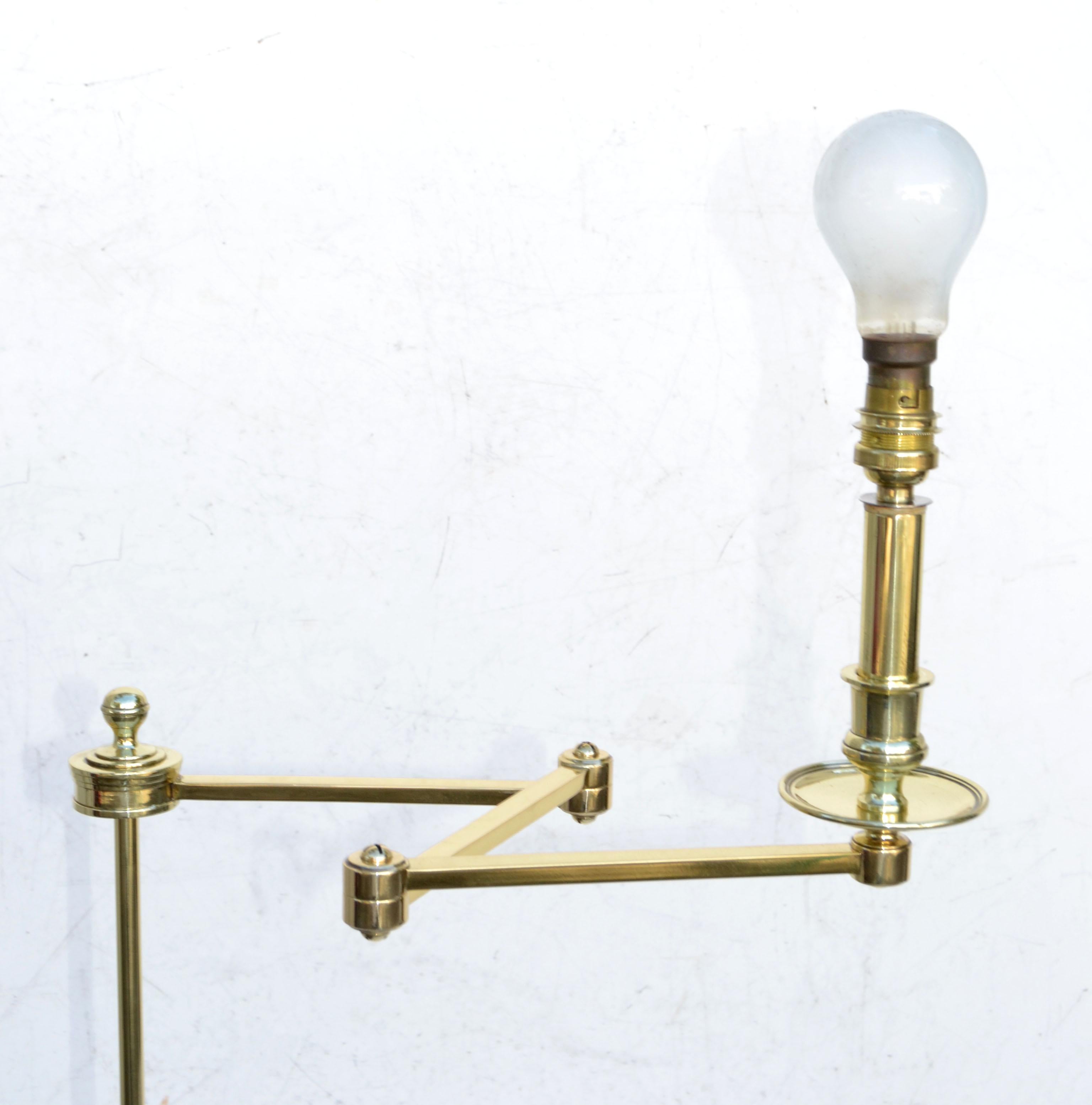 Maison Jansen Polished Bronze Retractable Floor Lamp Mid-Century Modern France For Sale 1
