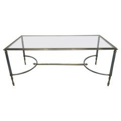 Vintage Maison Jansen Polished Steel and Brass Coffee Table