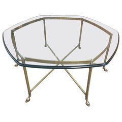 Maison Jansen Regence Style Hoof Foot Couchtisch mit Glasplatte