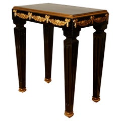Maison Jansen, Regence style table, black lacquer, gilt bronze trim, circa 1970.