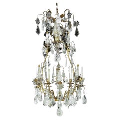 Vintage Maison Jansen Rock Crystal Six-Light Chandelier 'Mid 20th Century'