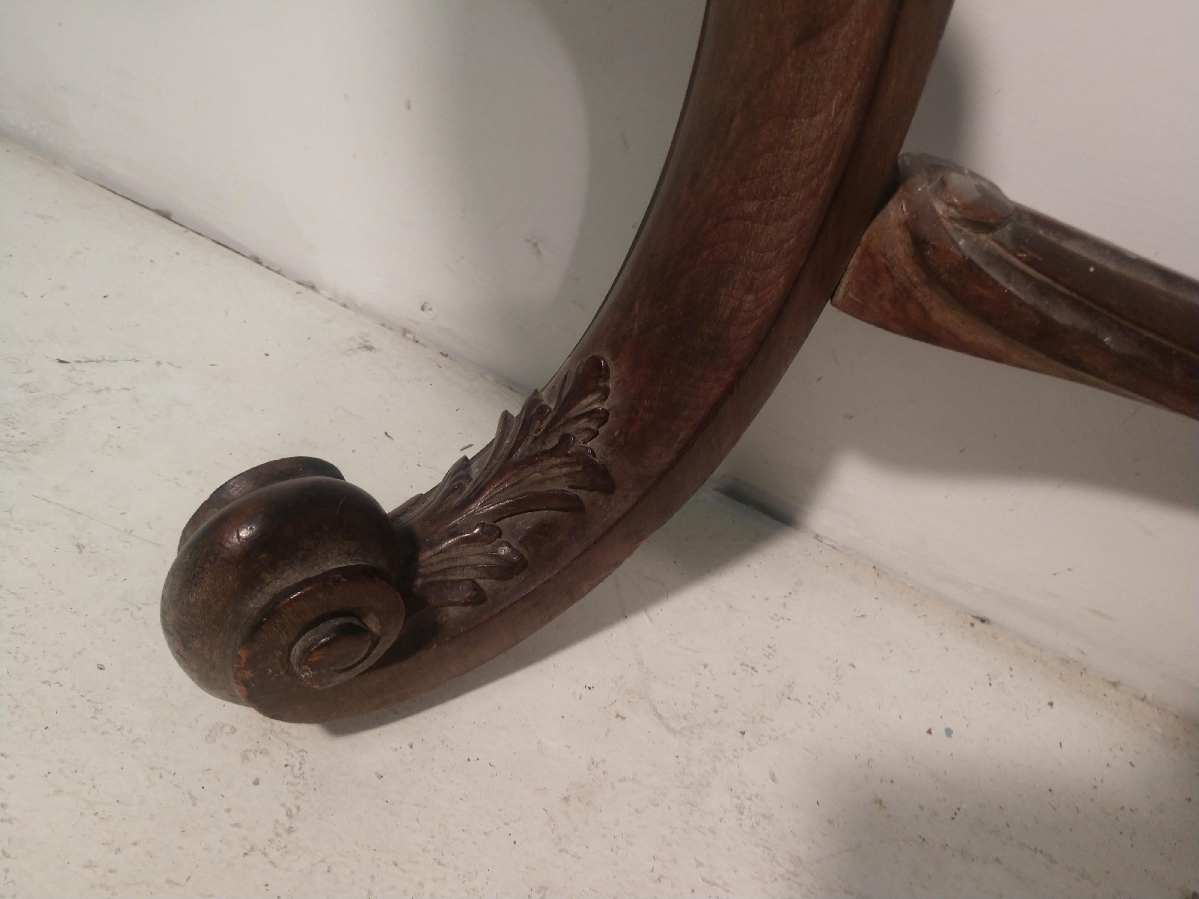 Maison Jansen Signed Rococo Carved Server Console Table w Serpentine Marble Top For Sale 8