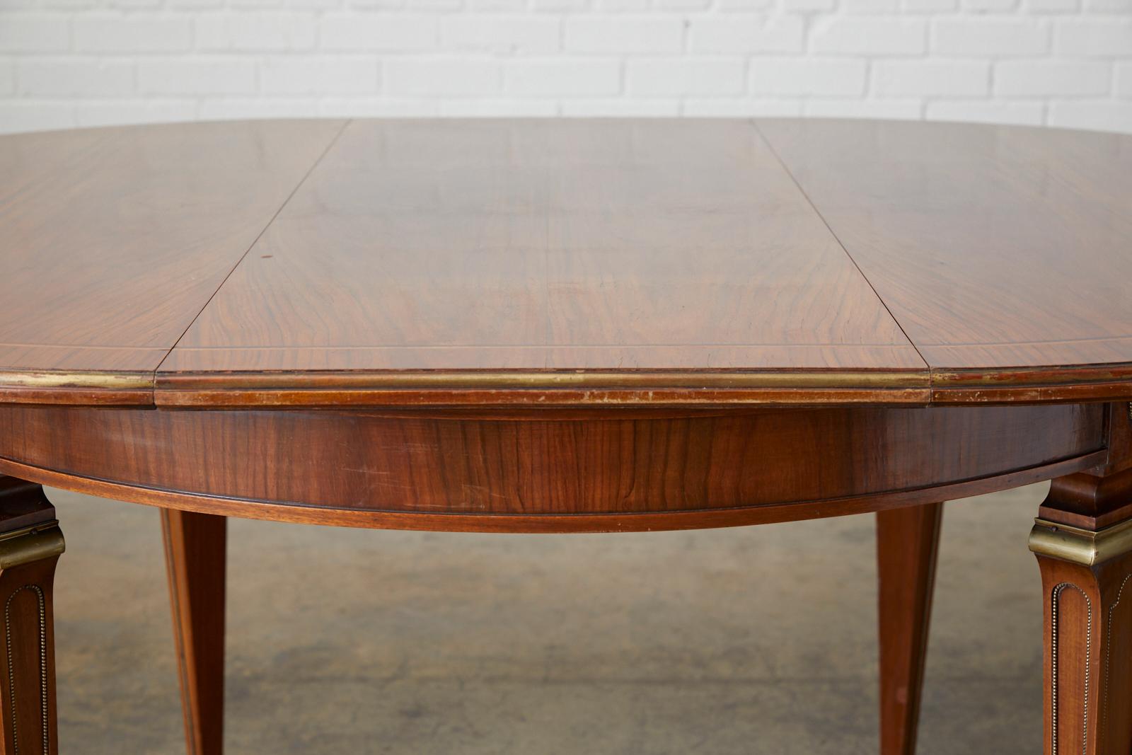 Maison Jansen Round Mahogany Dining Table with Leaf 3