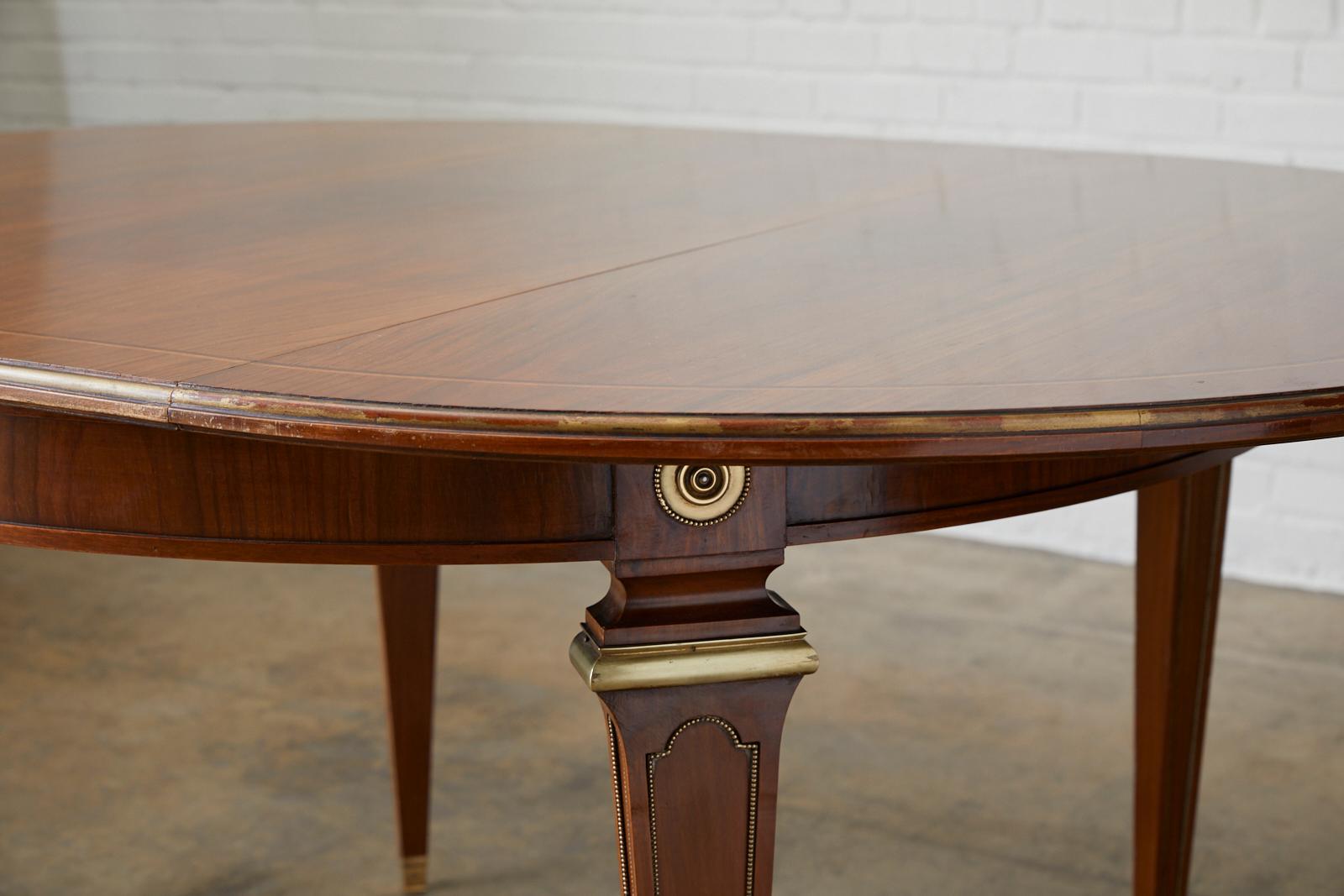 Maison Jansen Round Mahogany Dining Table with Leaf 4