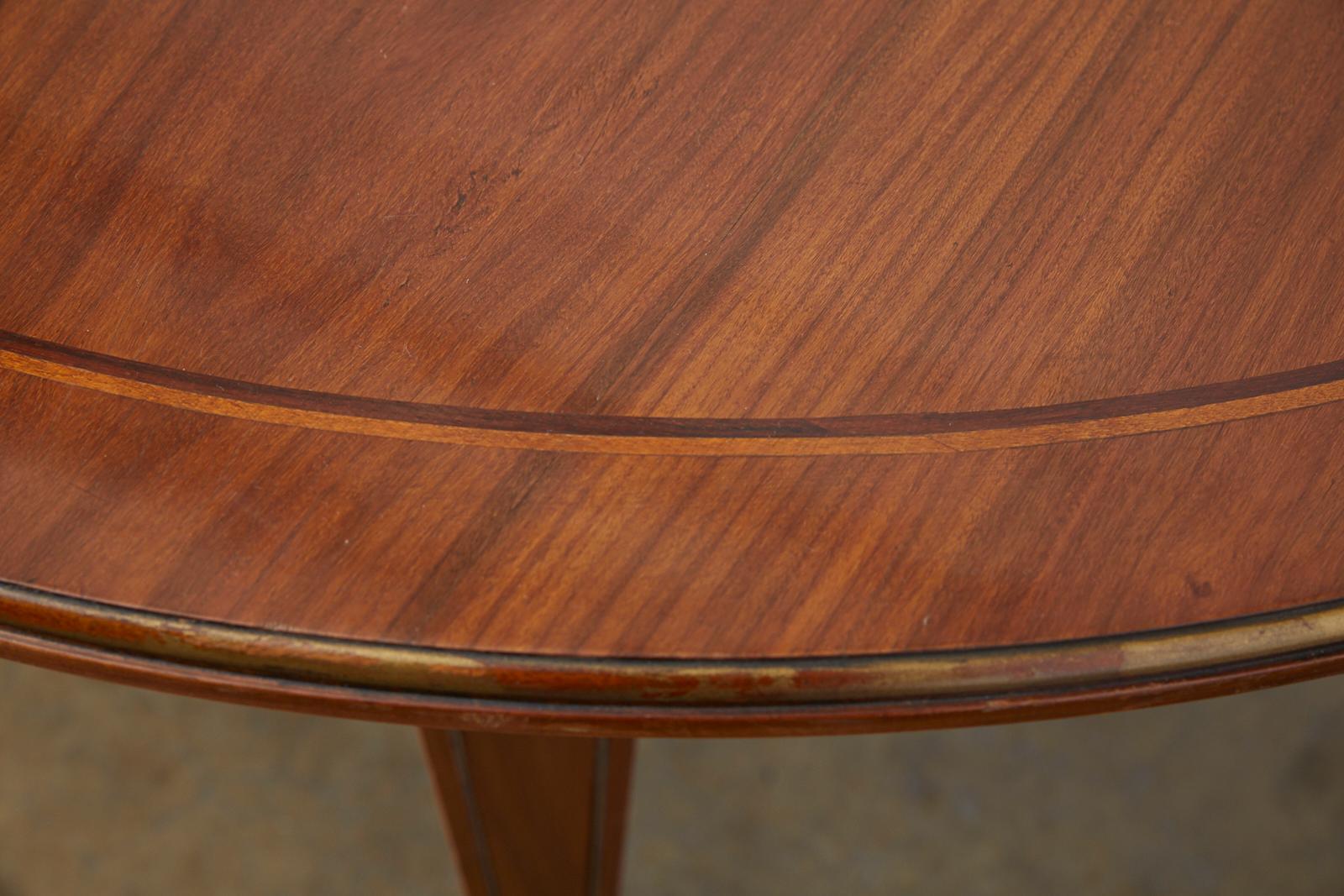 Maison Jansen Round Mahogany Dining Table with Leaf 5