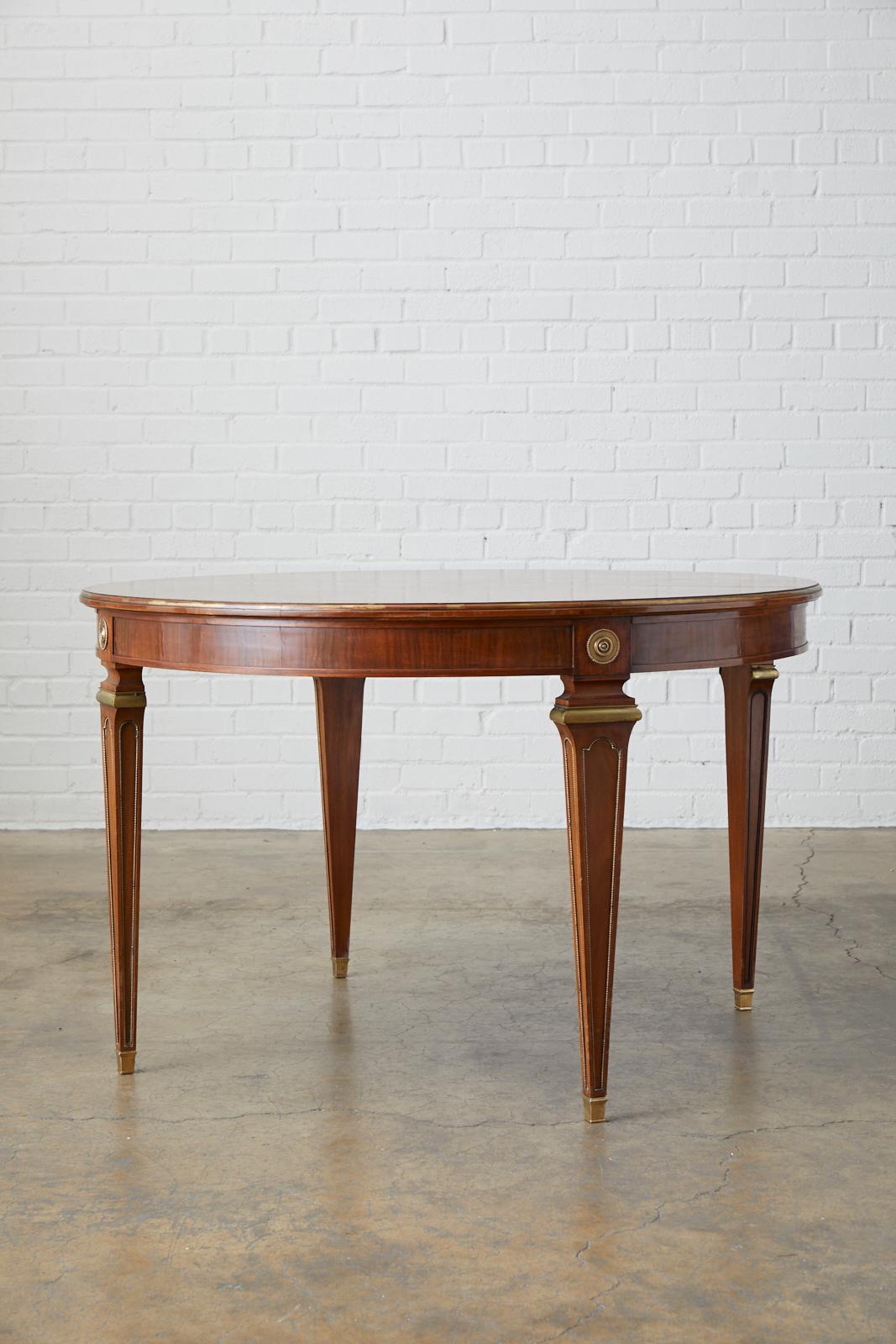 Maison Jansen Round Mahogany Dining Table with Leaf 8