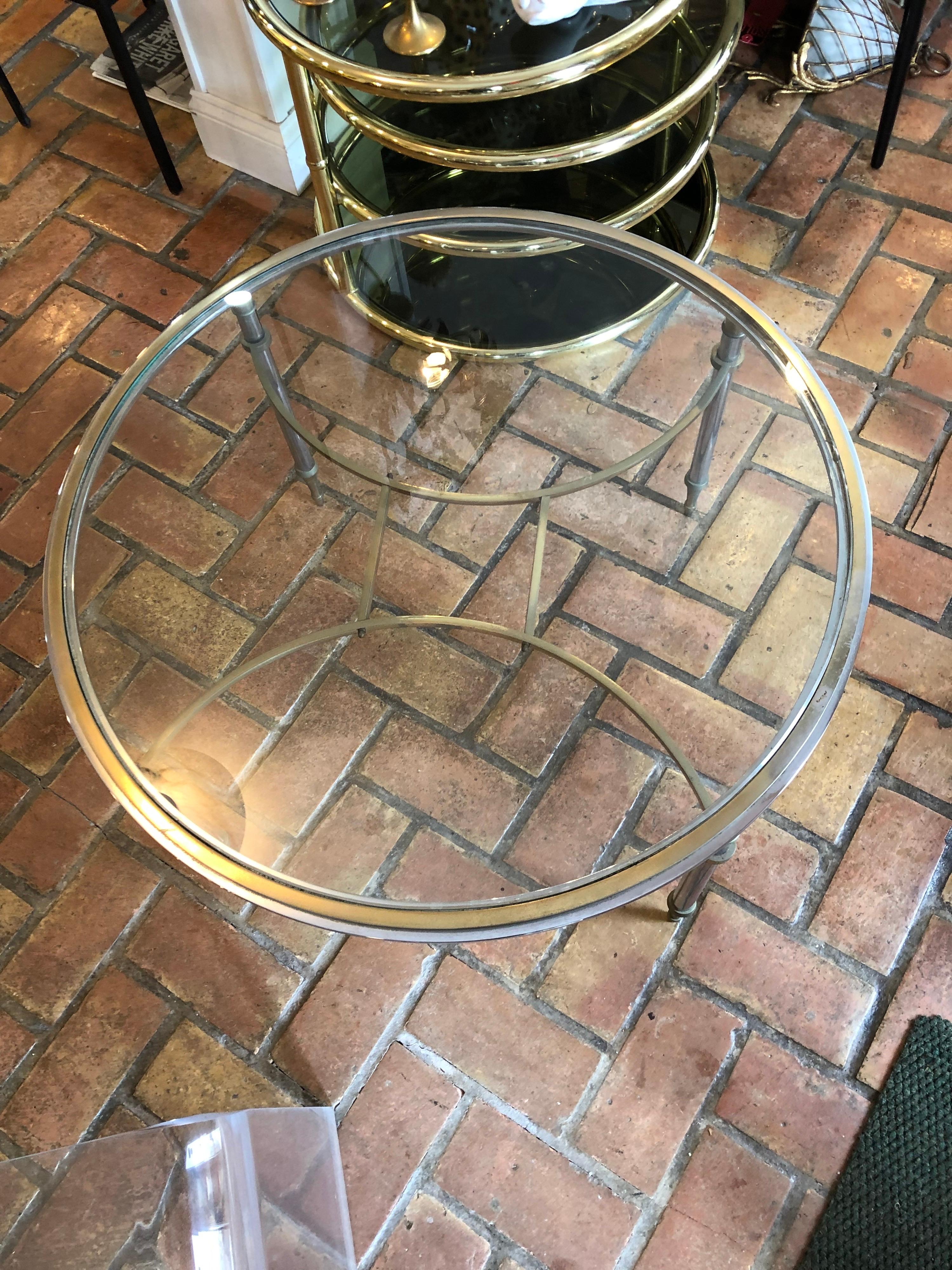 Maison Jansen Round Two Tone Coffee Table In Good Condition In Redding, CT