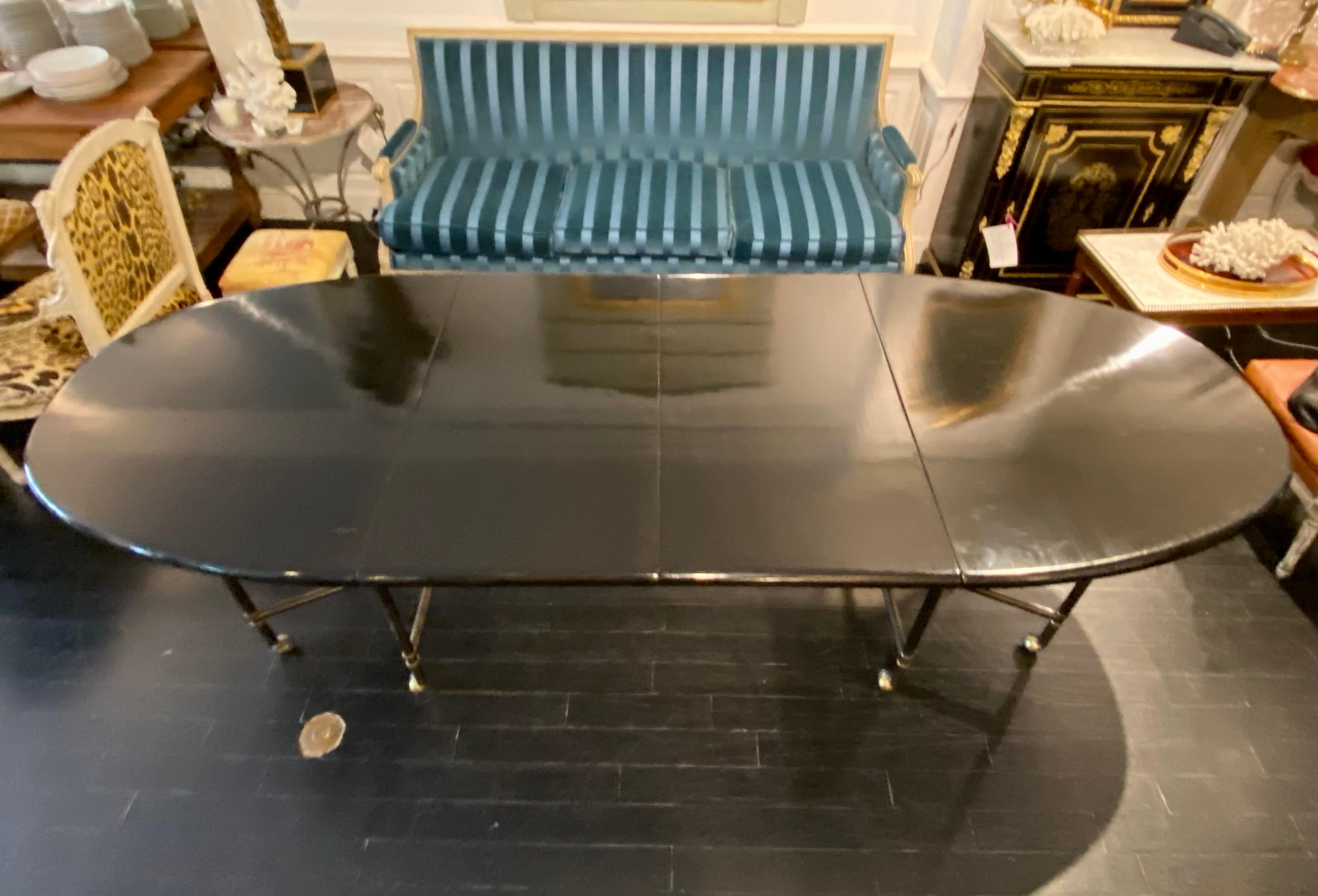 Maison Jansen Royal Schwarz Lackiert Esstisch (Messing) im Angebot