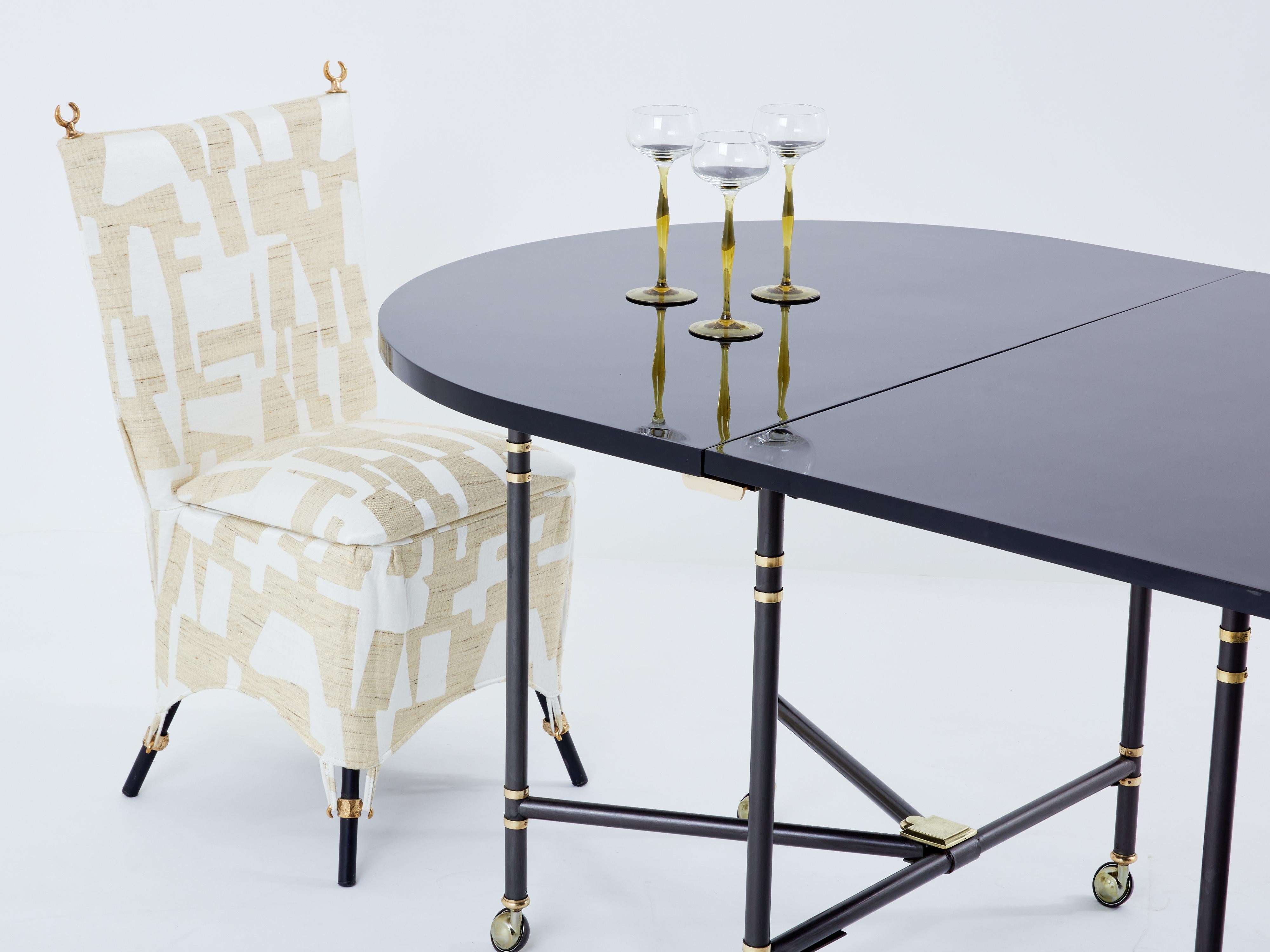 Maison Jansen Royal dining table black lacquered top 1960s For Sale 7