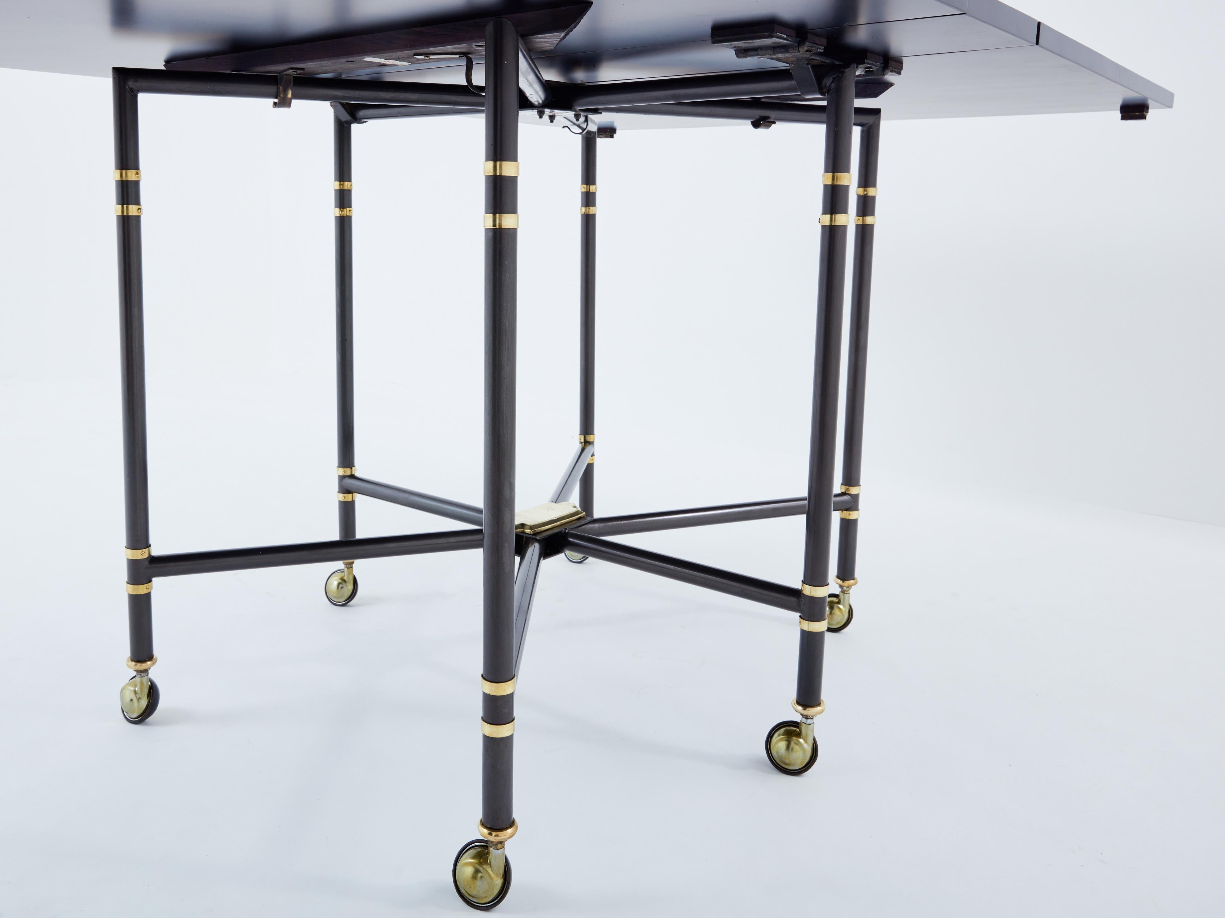 Maison Jansen Royal dining table black lacquered top 1960s For Sale 8