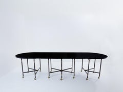 Maison Jansen Royal dining table black lacquered top 1960s