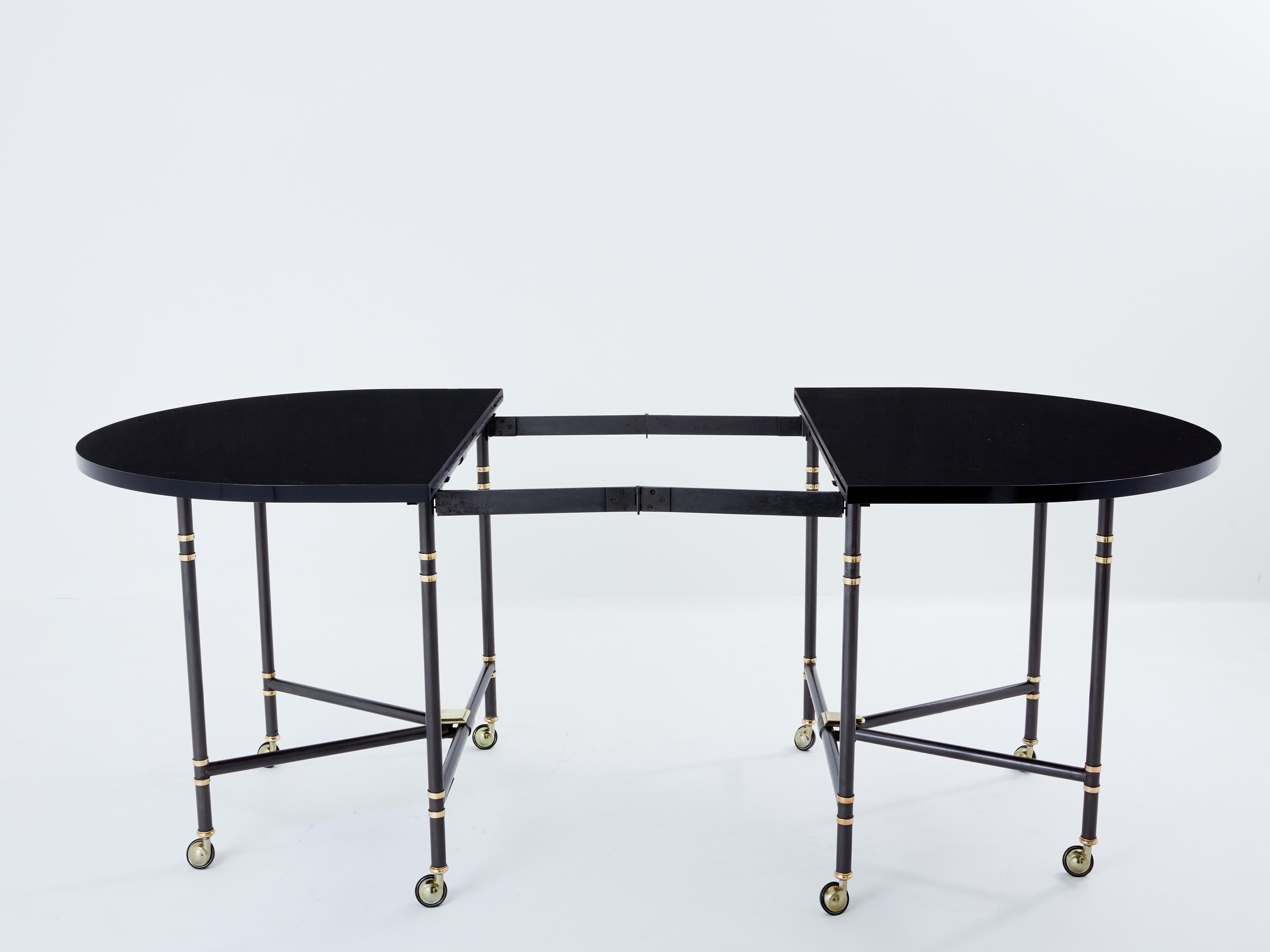 Mid-20th Century Maison Jansen Royal dining table black lacquered top 1960s For Sale