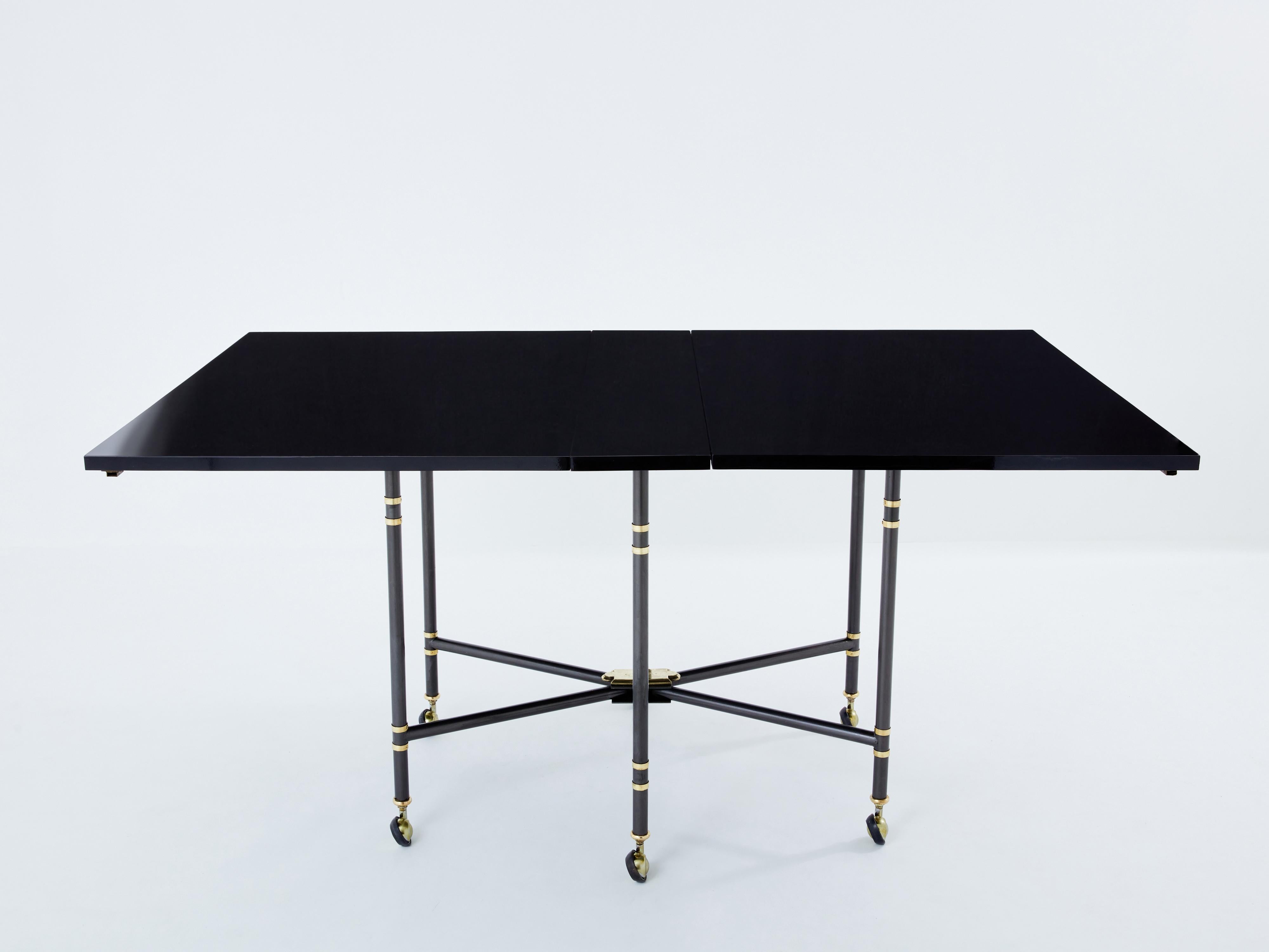 Maison Jansen Royal dining table black lacquered top 1960s For Sale 1