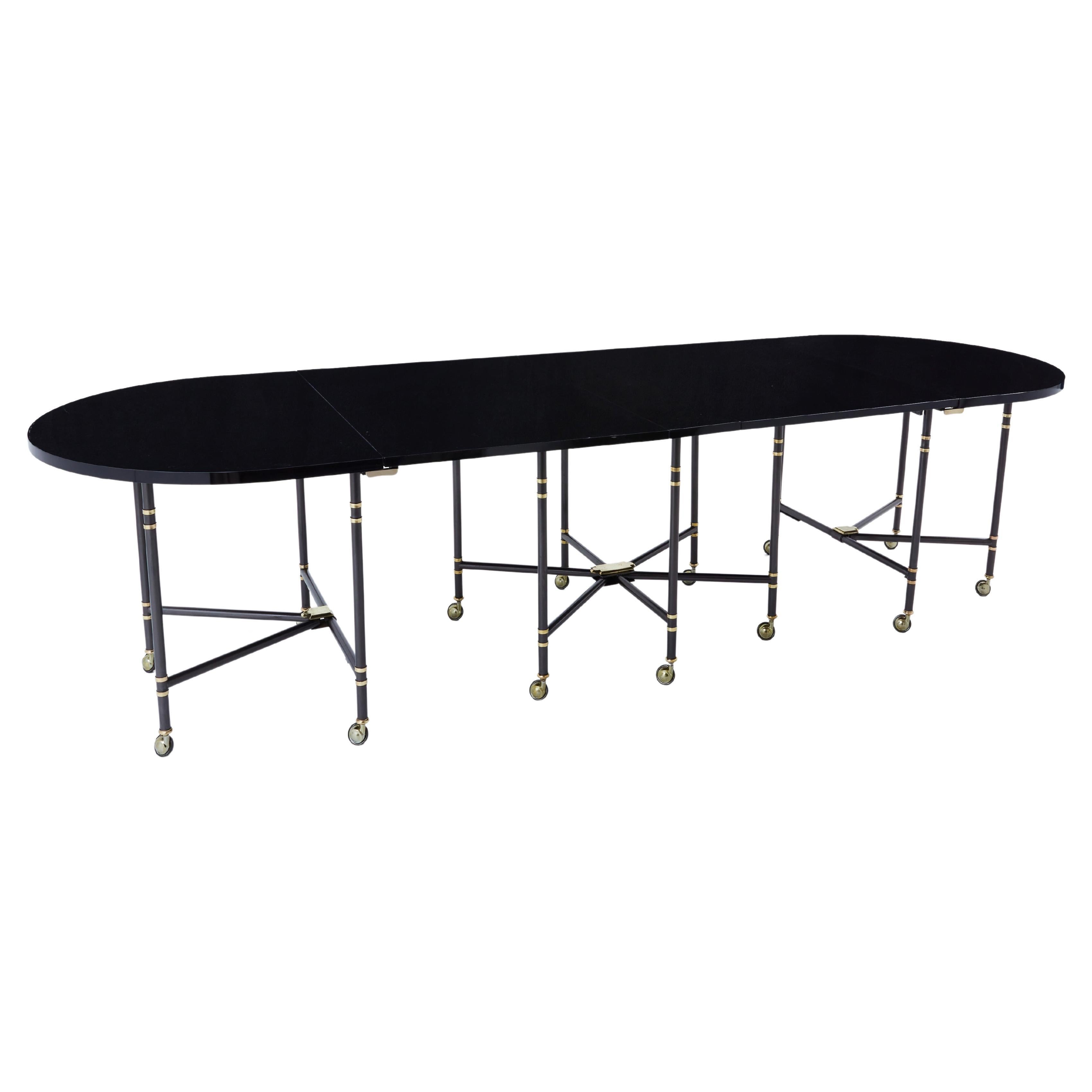 Maison Jansen Royal dining table black lacquered top 1960s For Sale
