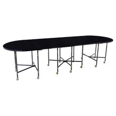 Vintage Maison Jansen Royal dining table black lacquered top 1960s