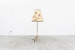 Brass Floor Lamp with Pressed Flower Shade